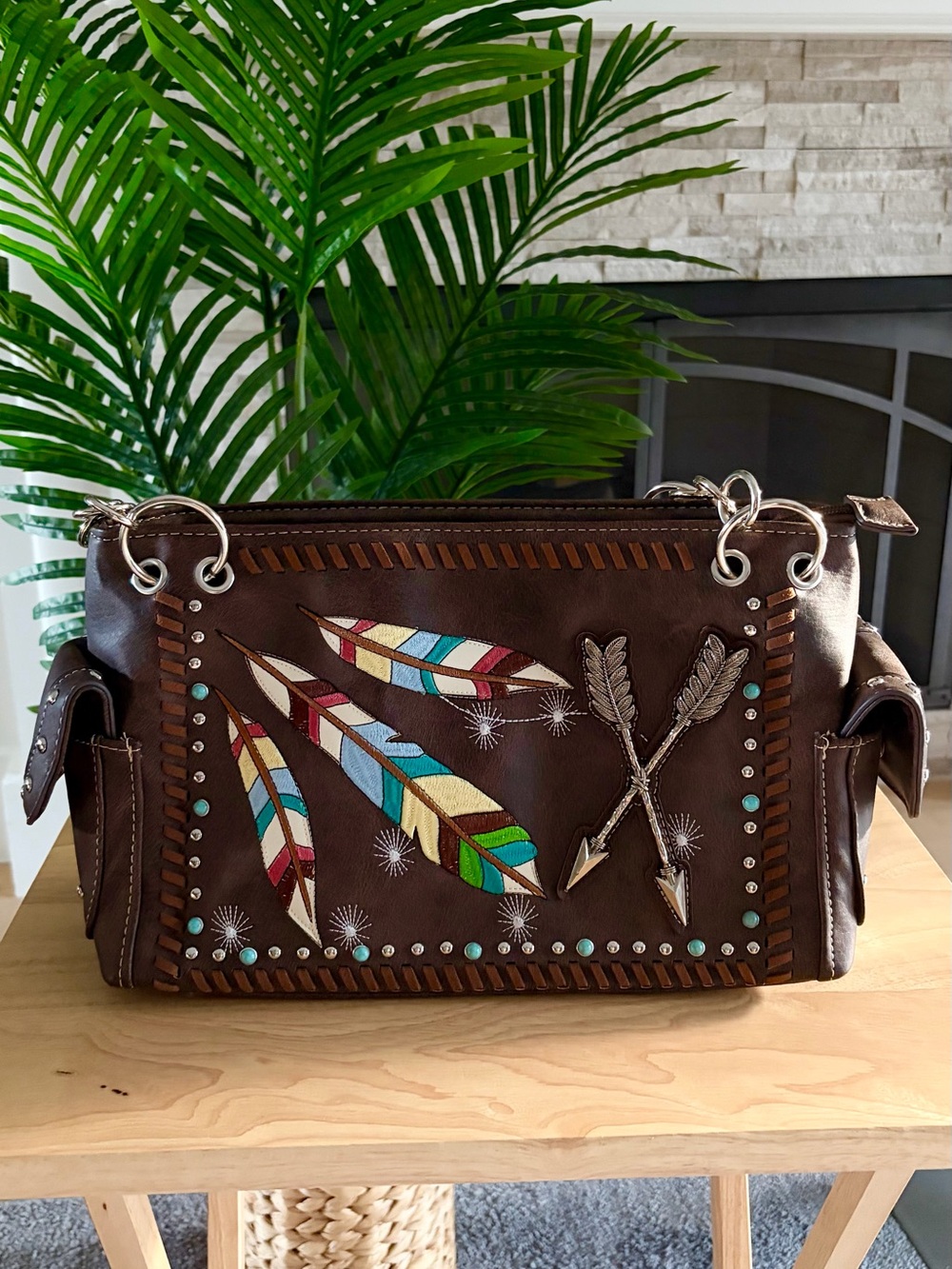 Embellished & Embroidered Feather & Arrow Handbag 🪶✨